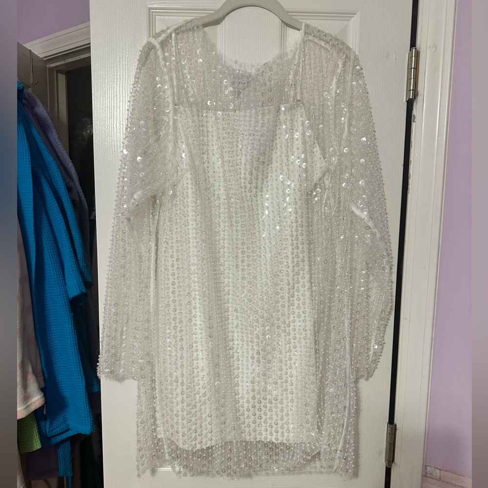 White glitter dress, new with tags size large
